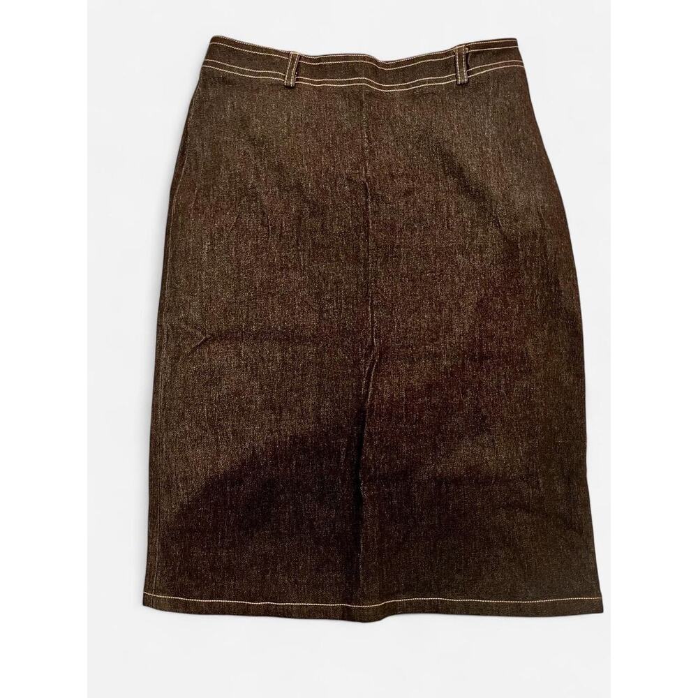 French Connection Dark Blue Gray White Stitch Denim Skirt